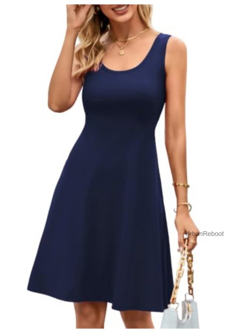 Casual Fit & Flare Tank Dress Sleeveless Knee Length